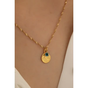 Milet Kuyumculuk 14 Ayar Altın Tuğra Göz Singapur Zincir Kolye