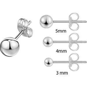Yuvarlak Gri 3/4/5 Mm. Set Bayan Erkek Çelik Küpe EP12BY