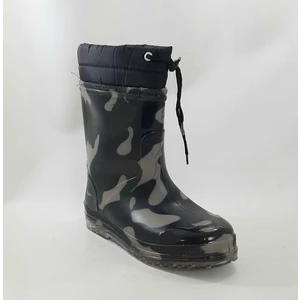 Yeşil Kamuflaj İçi Yünlü Erkek Çocuk Yağmur Çizmesi