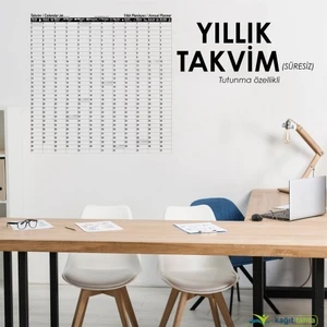 Yıllık Planlayıcı Takvim Çizelgesi 100X100CM Kağıt Tahta  Doldurulabilir Silgili Beyaz
