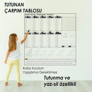 Pratik Çarpım Tablosu Kağıt Tahta 100X100 cm 2 Adet Doldurulabilir Beyaz Tahta Kalemi