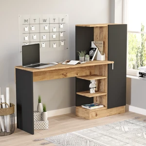 Robin Home Çocuk Genç Kitaplıklı Çalışma Masası Çam Siyah