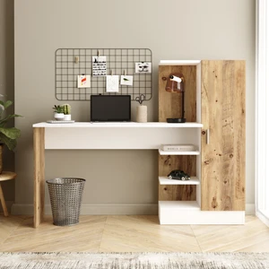 Robin Home Çocuk Genç Kitaplıklı Çalışma Masası Çam Beyaz