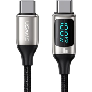 Usams US-SJ546 Dijital Göstergeli Çipli, Örgülü, 1.2m  Pd 100W Type-C Hızlı Şarj ve Data Kablosu