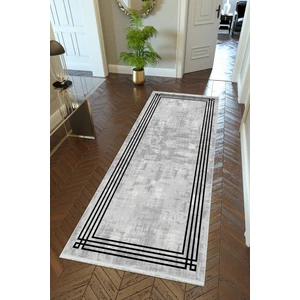 10 Post Online Yolluk Gri Siyah Kaymaz Kesme Yıkanabilir Ince Dijital Baskı Koridor Halısı
