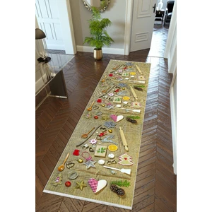 10 Post Online Yolluk Mutfak Halısı Bej Kaymaz Kesme Yıkanabilir Ince Dijital Baskı Koridor Halısı