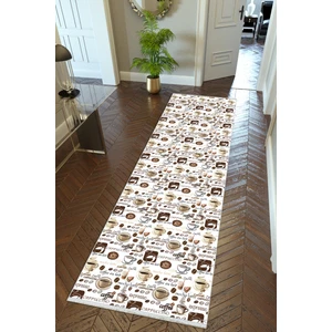 10 Post Online Yolluk Mutfak Halısı Kahve Beyaz Kahverengi Kaymaz Kesme Yıkanabilir Ince Koridor Halısı