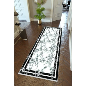 10 Post Online Yolluk Çerçeve Desenli Mermer Gri Beyaz Siyah Kaymaz Kesme Yıkanabilir Ince Koridor Halısı