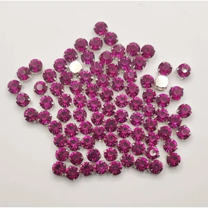 Yiğit Aksesuar 8 mm Kasalı Dikme Cam Taş Fuşya 25 Adet