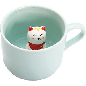 Strade Store Seramik Fincan Sevimli Hayvanlar Içinde Kupa Kahve Çay Süt 3D Karikatür Kupalar Yavru Kedi