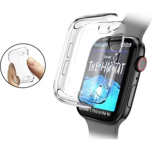 Apple Watch 1 2 3 4 5 6 Se Serisi ( 44MM ) 360 Tam Koruma Şeffaf Silikon Kılıf