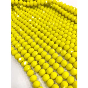 Livza Bijuteri  kristal Boncuk , Sarı Renk Kristal Boncuk Dizisi, mm Yuvarlak 40CM Dizi