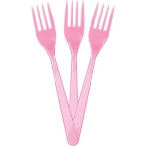 Pembe Renk Plastik Çatal 25 Adet