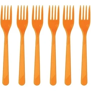 Turuncu Renk Plastik Çatal 25 Adet