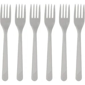 Gümüş Renk Plastik Çatal 25 Adet