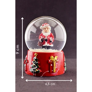 Hediye Filesi Yılbaşı Süsü Noel Baba Merry Christmas Tasarımlı 9 cm Orta Boy Işıklı Kar Küresi  1b