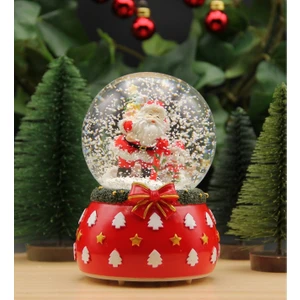 Hediye Biziz Yılbaşı Kar Küresi Noel Işıklı ve Müzikli Christmas Noel Baba Hediye Paketli