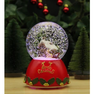 Hediye Biziz Yılbaşı Kar Küresi Noel Işıklı ve Müzikli Christmas Noel Baba Evi