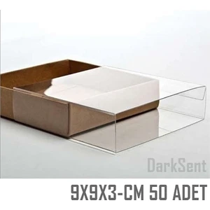 Darksent 9X9X3 cm Kraft Asetat Kapaklı Kutu - 50 Adet
