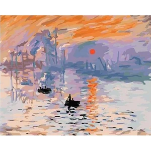 Canvas Monet Gün Doğumu Sayılarla Boyama Seti  Kasnaklı 60 x 75 cm