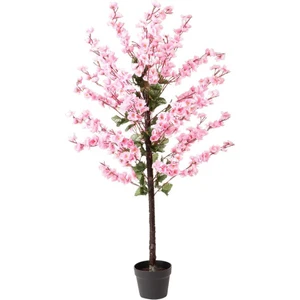 Yapay Ağaç Bahardalı Ağacı Pembe Japon Kiraz Çiçeği Sakura Çiçeği 127 x 70 cm Siyah Plastik Saksılı