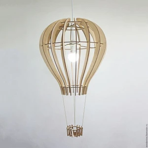 Çocuk Genç Odası Için Doğal Ahşap Mdf 3D Puzzle Lazer Kesim Uçan Balon Avize
