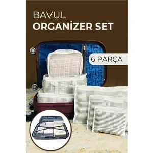 Sale Event 6'lı Set Bavul Içi Düzenleyici, Bavul Organizer, Valiz Düzenleyici Hurç - Gri Çizgili