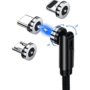 Manyetik Şarj Kablosu 540° Dönen LED Işıklı Manyetik Telefon Şarj Kablosu (Yurt Dışından)
