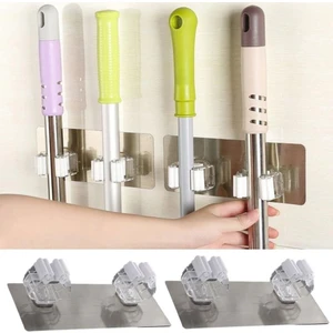 Fırsat Geldi Pratik Organizer 4'lü Yapışkanlı Fırça Paspas Mop Fırça Sabitleyici Ergonomik Alet Aparatı