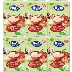 Hero Baby Kaşık Maması 200GR Sütlü Kırmızı Meyveli 8 Tahıllı (6 Lı Set)