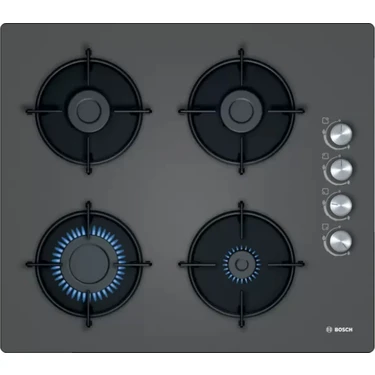 Bosch POP6C9O10L Serie 2 Gazlı Ocak 60 cm Sert Cam, Antrasit