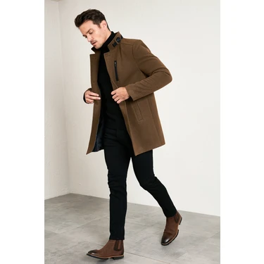 Buratti Slim Fit Pamuklu Kaşe Kaban Erkek Kaban