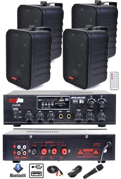 Lastvoice Black Soft Paket-3 Hoparlör Anfi Mikrofon Mağaza Ses Sistemi