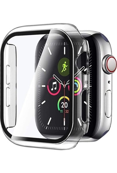 Mi7a Apple Watch 7 45MM Uyumlu Kılıf Kasa ve Ekran Koruyucu 360 Tam Koruma Şeffaf
