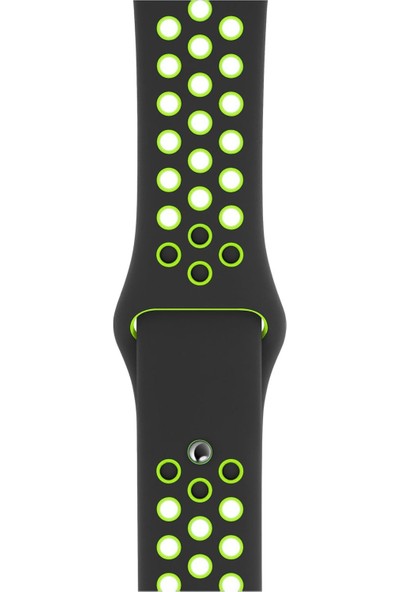 Hescom Apple Watch 42/44 mm Spor Delikli Kordon Silikon Kayış Asker Yeşili