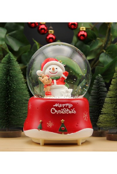 Hediye Biziz Yılbaşı Kardan Adam Kar Küresi Christmas Işıklı, Müzikli ve Kar Motorlu Mega Boy Kar Küresi Premium