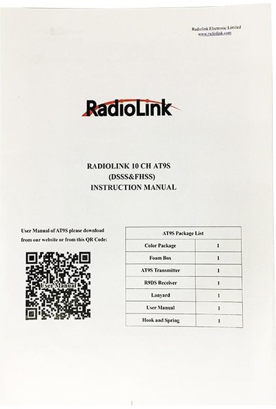 Radiolink AT9SG Pro 10 Kanal 2.4ghz Uzaktan Kumanda ve R12DS Alıcı Seti-Altın Renk