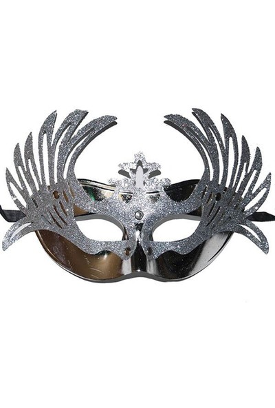 KaktüsKedi Venedik Model Gümüş Renk Yılbaşı Parti Maskesi