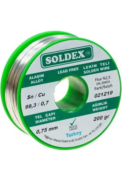 Soldex - 0.75MM 200 gr Kurşunsuz Lehim Teli - Soldex