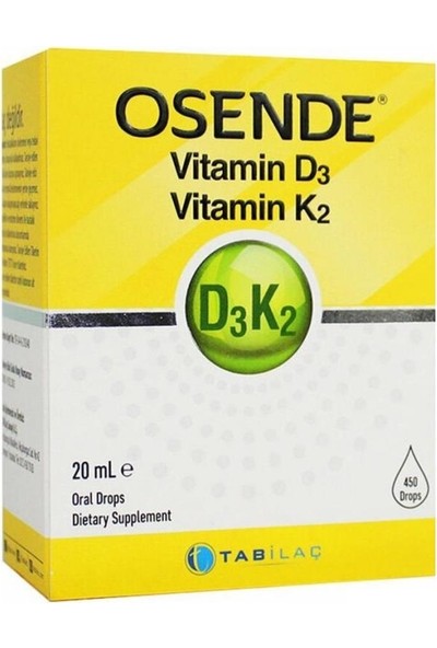 Osende Vitamin D3 K2 Takviye Edici Gıda 20 ml