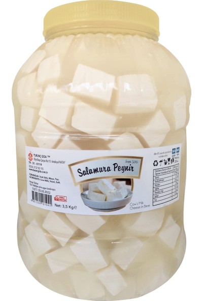 Turunç Gıda Salamura Beyaz Peynir Inek Sütü 3,5 kg