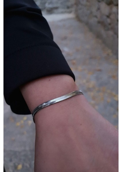 Unisex Alaşım Italyan Zincir Bileklik Gümüş