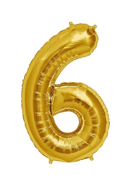 Parti Şekilli Supershape Gold Rakam Folyo Balon 6 Numara