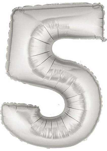 Şekilli Supershape Silver Rakam Folyo Balon 5 Numara