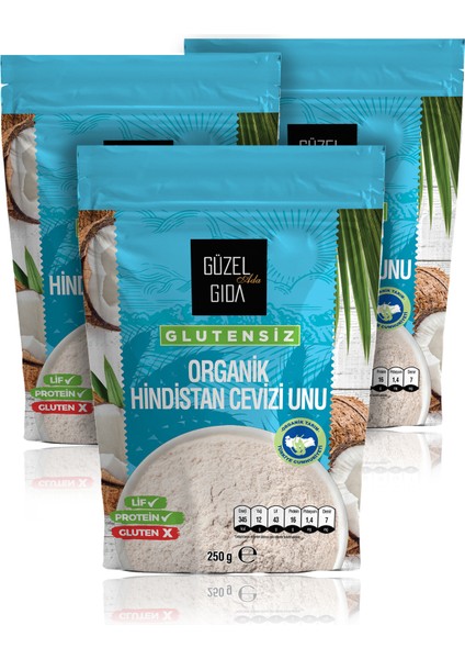 Organik Glutensiz Hindistan Cevizi Unu 250 gr x 3