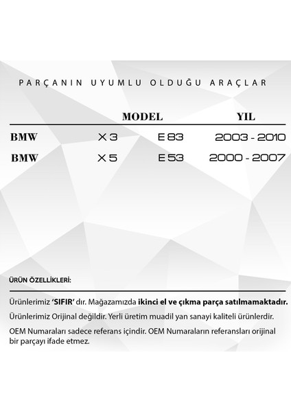 Bmw X5 E53, X3 E83 Için Sunroof Perdesi Tamir Seti 10 Parça fiyatları