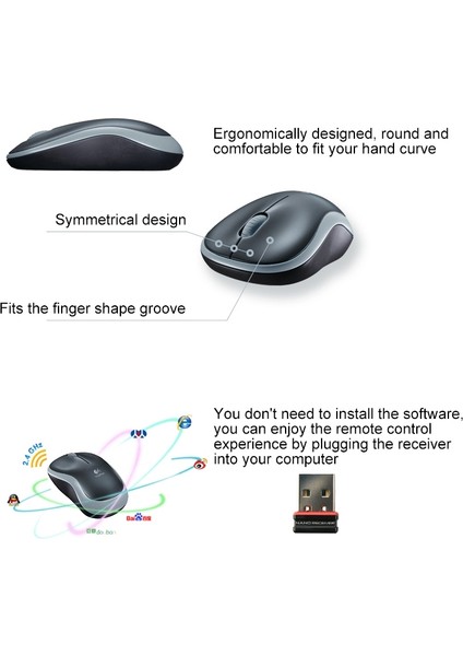 M185 2.4ghz 3-Tuşları 1000DPI Kablosuz Optik Fare (Yurt Dışından)