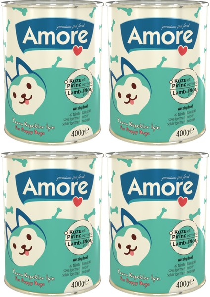 Puppy Kuzu Etli Yavru Köpek Konservesi 4 x 400 Gram + Omegasedpro Somon Balık Yağı 100 ml