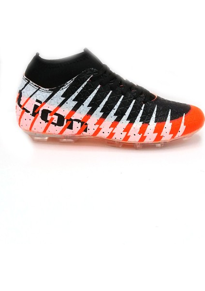 1453 Turuncu Siyah Çoraplı Krampon Futbol Ayakkabısı
