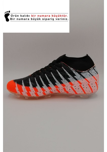 1453 Turuncu Siyah Çoraplı Krampon Futbol Ayakkabısı fiyatları